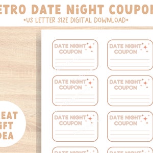 tarjetas de cupón de cita nocturna retro