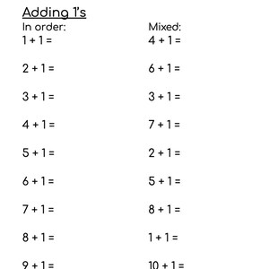 15 Single Digit Addition Worksheets, Adding Numbers 1 to 10, Printable, Instant Digital Download.