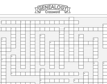 Genealogy Crossword Puzzle (2024) with Separate Answer Key - Digital Download - Print at Home - Fun Ice Breaker - Family History