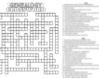 Genealogy Crossword Puzzle - Version 1 (2023)