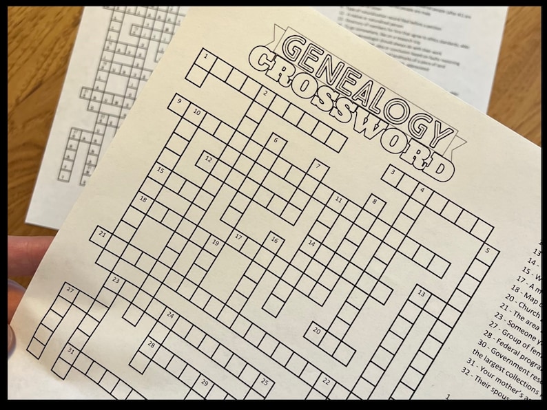 Genealogy Crossword Puzzle Version 1 (2023) Etsy