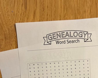 Genealogy Word Search - Family History Themed Puzzle - Digital Download - Ready to Print - Genealogy Game