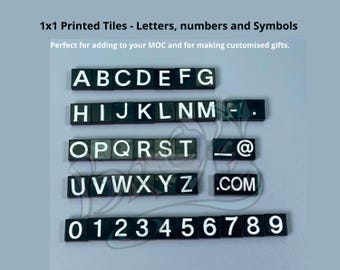 Set of 20 - 1x1 Printed Tiles of letters, numbers, symbols | Gift | Decor | Display | Party Favour | Personalised | Graduation | Birthday