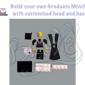 Graduate Custom Minifigur mit Kopf- und Sockelanpassung | Geschenk | Dekoration | Minifigur | Meister | Junggesellen | Party | OSF