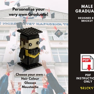 Him Graduate Blockhead PDF Download (No Bricks) | Customised | Gift | Decoration | mini figure | masters | bachelors | party