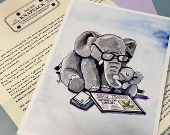 Catchup Editions Knapsack Art Mail Club | Happy | Snail Mail | Birthday | Journal | Art Deco | Watercolour | Giclee | Print | 5x7 | Penpal