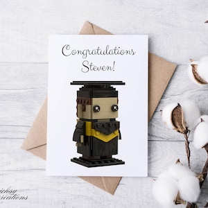 lui carte postale Brickhead de <br> Profitez-en ! Personnalisé pour ressembler au diplômé | Meilleur cadeau pour un fan de briques | Taille A6