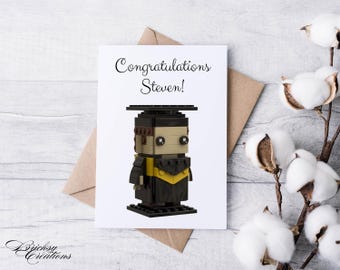 Him Brickhead Graduation Custom Card | Personalized to look like the Graduate | Best Gift for any Brick Fan |