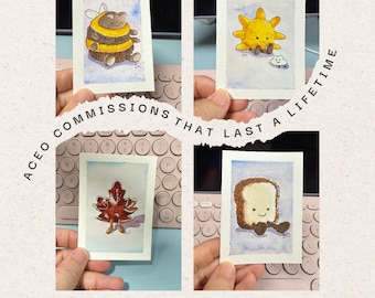ACEO Original Artwork Commissions for Jell, Watercolour Ink, Signed by Artist Lai Zhiwei
