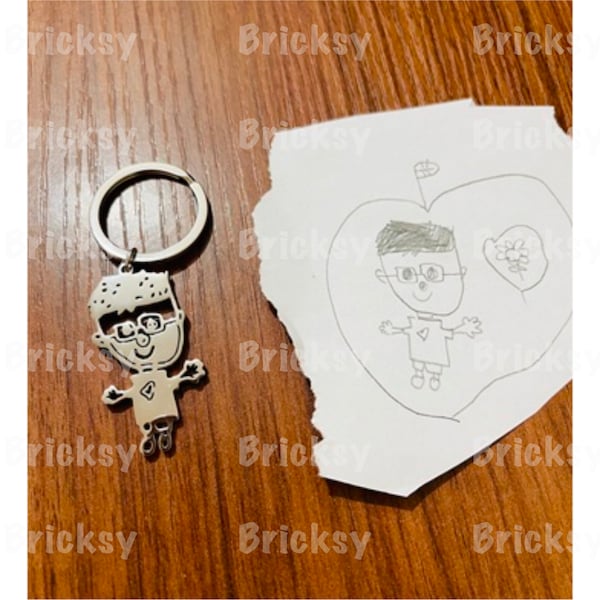 Keychain made from drawing or doodle! Personalised n special gift for Mom, Dad, Grandparents. Artwork | Keyring | Jewellery | doodle
