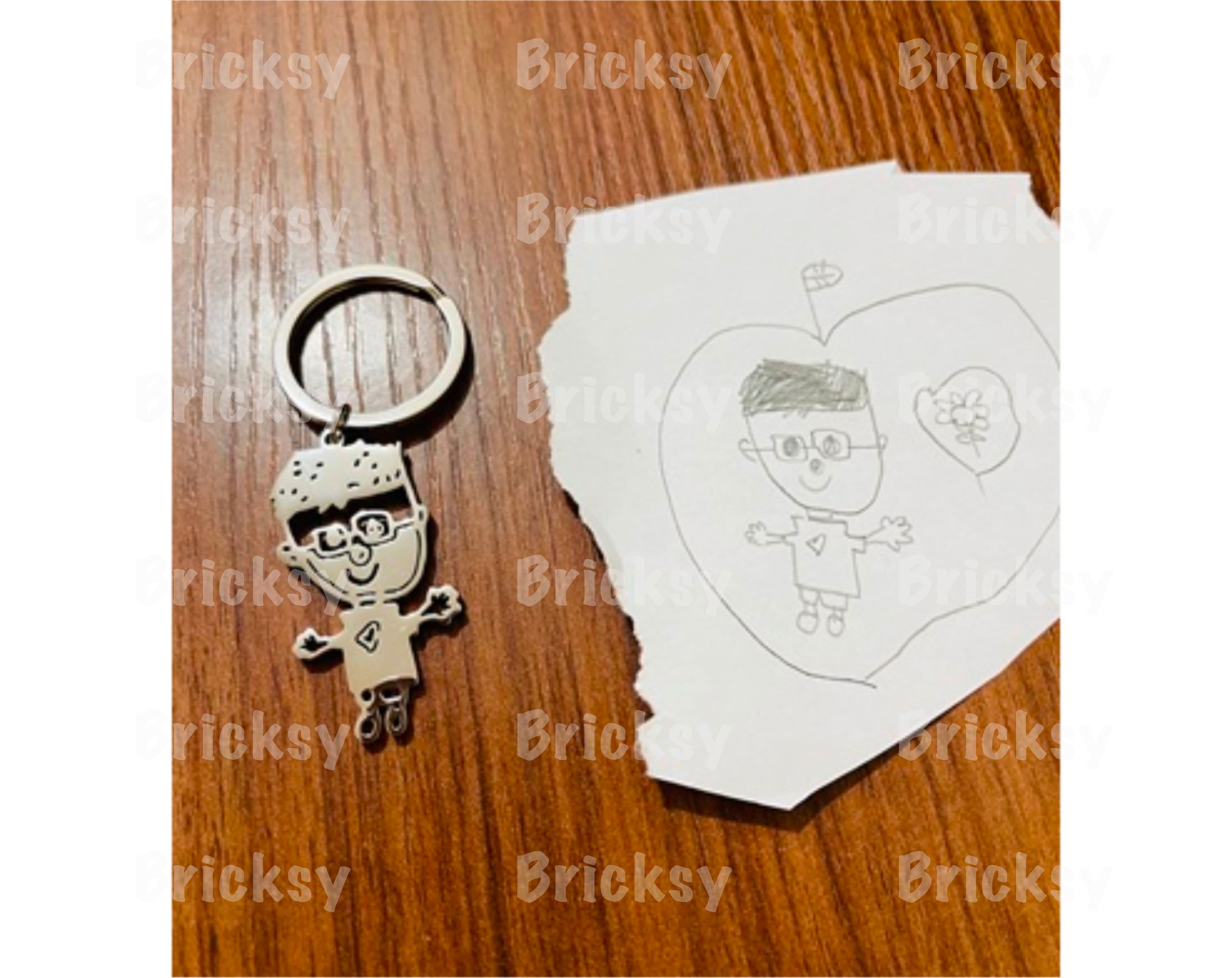 Keychain made from drawing or doodle! Personalised n special gift for Mom, Dad, Grandparents. Artwork | Keyring | Jewellery | doodle