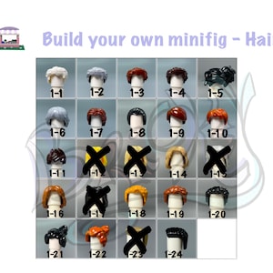 4x Hairstyles to replicate yourself or loved ones - Build your own minifigure. Perfect as a thoughtful gift for family n friends.