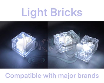 LED Light Brick (Set of 2) Compatible with Major Brands | 2x2 | 2x3 | White | Yellow | Red | Blue | 7 Colours | Light up your buildings