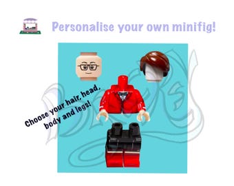 Personalise your own Minifigure with head, hair, body and legs | Cake Topper |Anniversary | Thank you Gift | Brick Lover