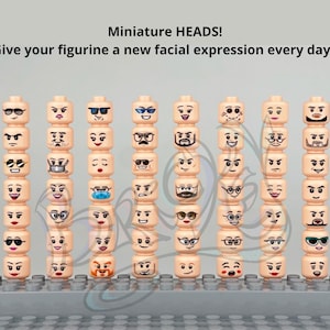 4x Heads with Expressive Facial Features for Your Daily Mood Swings - Build your own minifigure.
