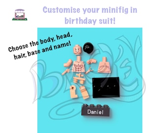 Birthday Suit Minifig with head, hair, base and name personalisation | Kinky | Adult, Boyfriend, lover, Swinger | Nude, Naked, Hunk, Dad Bod