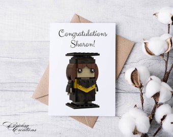 Her Brickhead Graduation Custom Card | Personalized to look like the Graduate | Best Gift for any Brick Fan