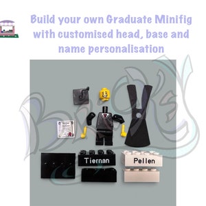 Custom minifiguur voor afgestudeerden met personalisatie van hoofd en voet en naampersonalisatie | Cadeau | Decoratie | meesters | vrijgezellen | feest | OSF