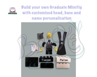 Graduate Custom Minifigure with head and base customisation and name personalisation | Gift | Decoration | masters | bachelors | party