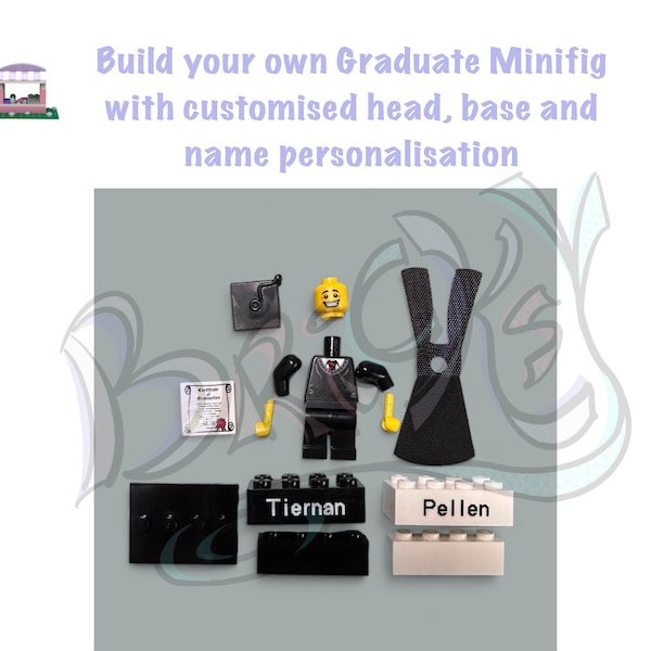 Graduate Custom Minifigure with head and base customisation and name personalisation | Gift | Decoration | masters | bachelors | party