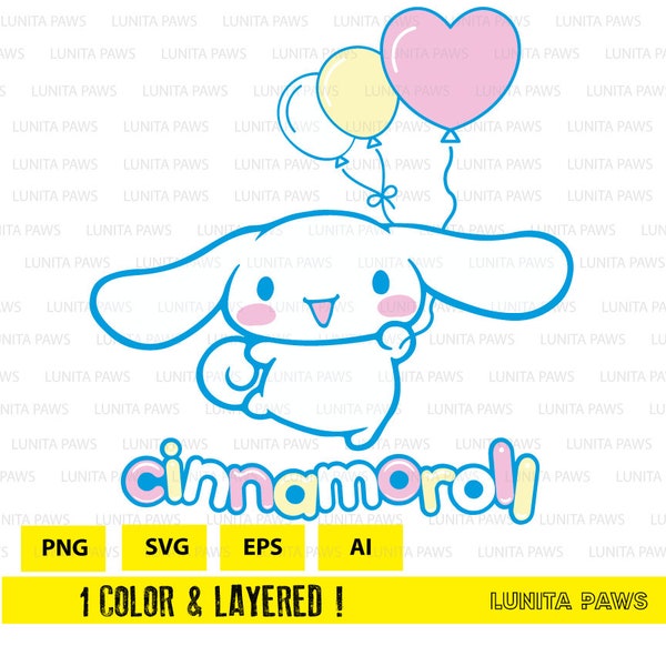 Kawaii kitty CINNA BUNNY Layered svg file, Cat svg, K-uro, svg-png-eps-ai