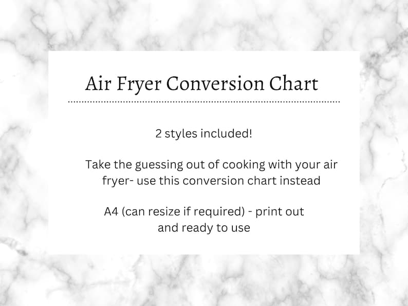 Air Fryer Conversion Chart, Air Fryer Cheat Sheet, Air Fryer Hacks and