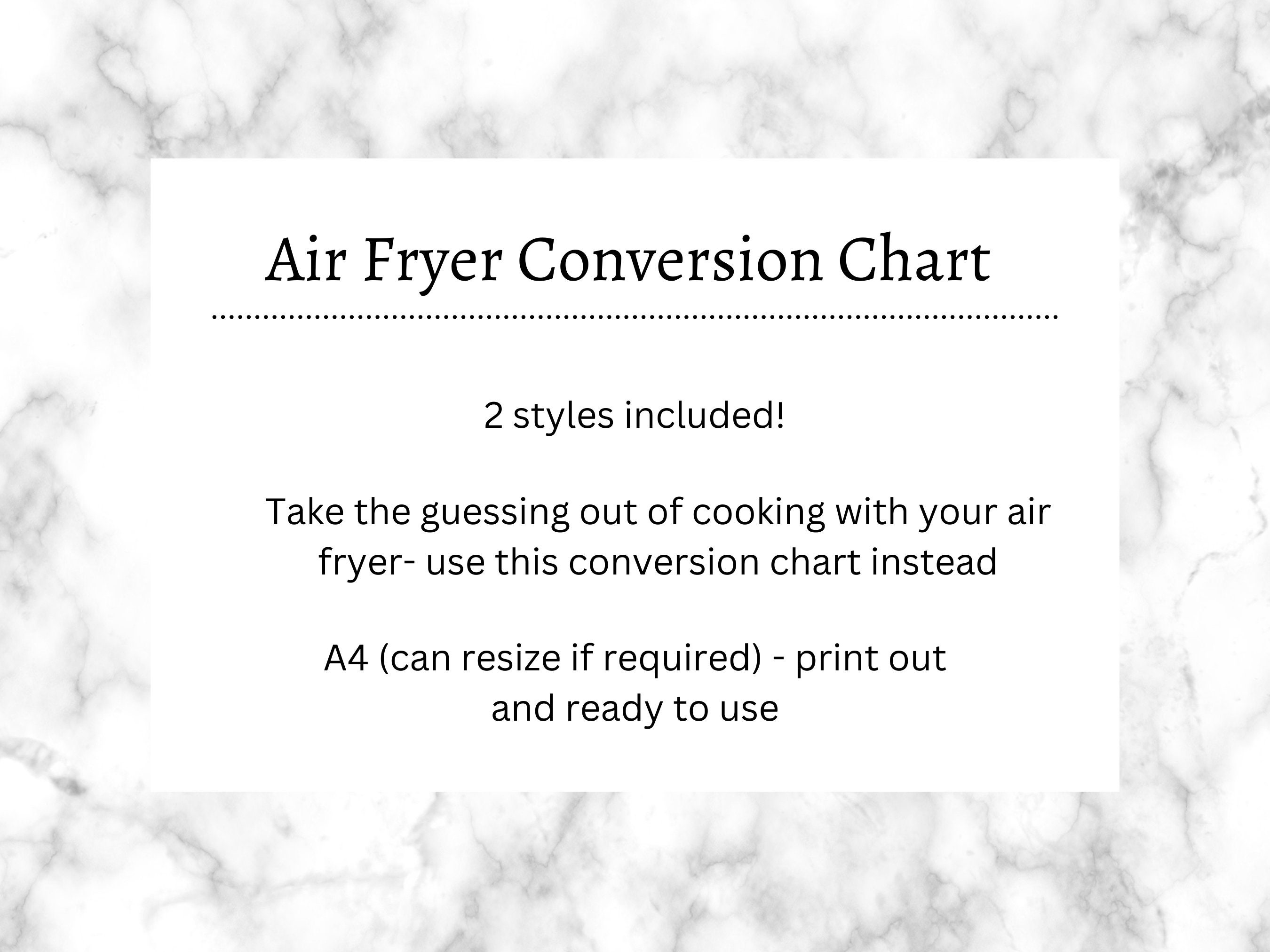 Air Fryer Conversion Chart, Air Fryer Cheat Sheet, Air Fryer Hacks and