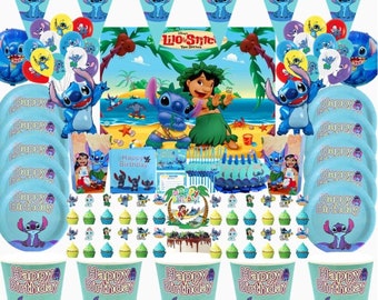 Disney Lilo & Stitch Suministros para fiestas de cumpleaños Plato de papel  Taza Banner Globo Ángel rosa Decoración de fiesta Niños Niñas Baby Shower