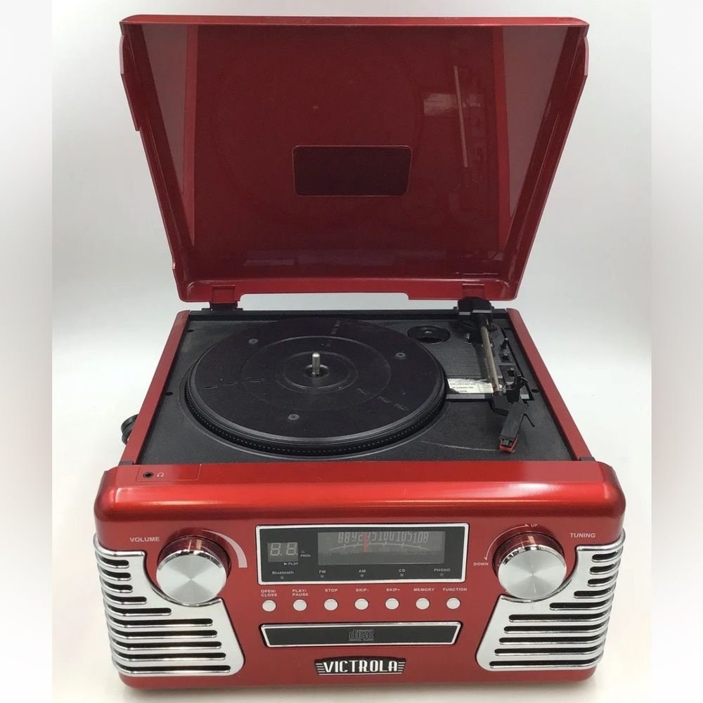 Victrola 50&#39;s Retro Record Player with Bluetooth and CD Red [並行輸入品] Amazon.com: Victrola 50's Retro Bluetooth Record Player