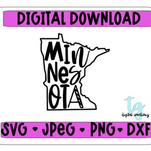 Minnesota with fun letters SVG PNG JPEG dxf