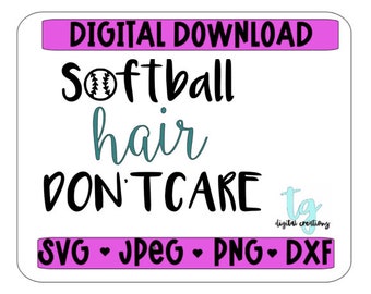 Softball Hair Dont Care Svg - Etsy