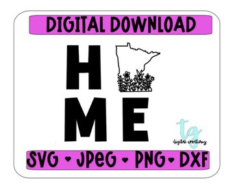 MN Home with flowers SVG PNG dxf jpeg