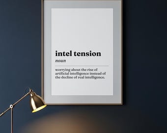 Funny AI Wall Art Printable, Intel Tension Definition Print, Artificial Intelligence Office Decor, Tech Gift, Digital Download