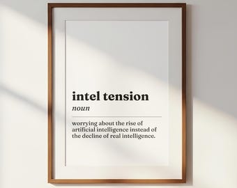 Funny AI Wall Art Printable, Intel Tension Definition Print, Artificial Intelligence Office Decor, Tech Gift, Digital Download