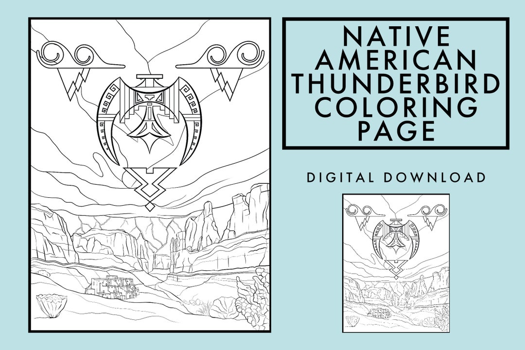 Native American Thunderbird Coloring Page Instant Download - Etsy
