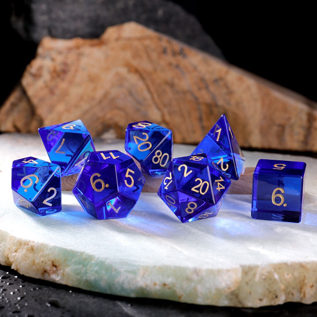 DND Sapphire Zircon Glass Dice Set Etsy