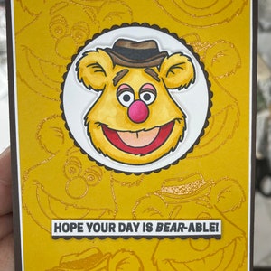 Fozzie Bear Card / Hope your day is bear-able / Birthday card / The Muppets / Greeting card / Blank card / Bearly Functioning