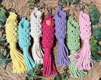 Macrame Lip Balm Holder / Macrame Lip Stick Holder / Teachers Gift / Stocking Filler / Small Macrame / Macrame Keyring