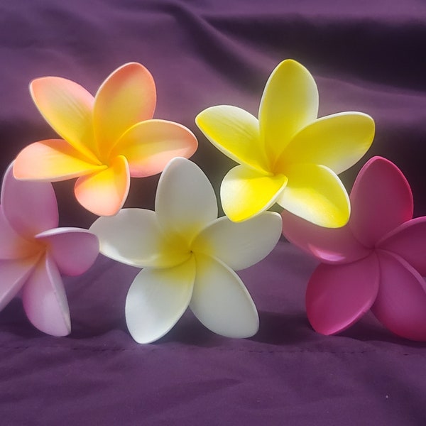 3" Plumeria Hair Pick, Floral Hairpiece, Hawaiian, Hair Accessories, White blossom, Pink Plumeria, yellow plumeria earpick