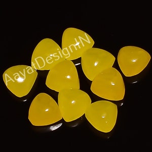 Natural Yellow Jade Trillion Cabochon Loose Calibrated Gemstone 3,4,5,6,7,8,9,10,11,12,13,14,15,16,17,18,19,20MM