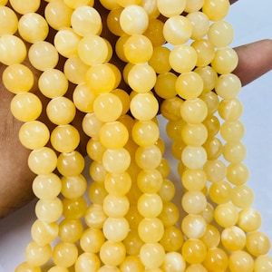Amazing Yellow Calcite Round Loose Beads 15.&quot;Strand Beads Gemstone Size 4MM,6MM,8MM,10MM Bulk Lot Options