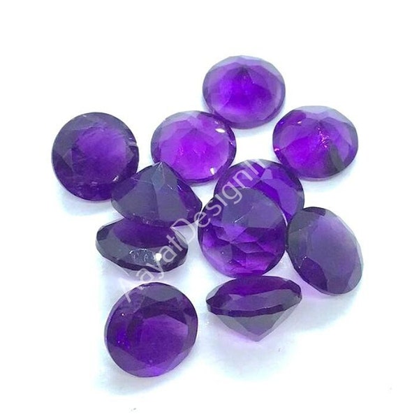 Natural Purple Amethyst Round Faceted Cut Loose Calibrated Gemstone For Jewelry Making 3,4,5,6,7,8,9,10,11,12,13,14,15MM