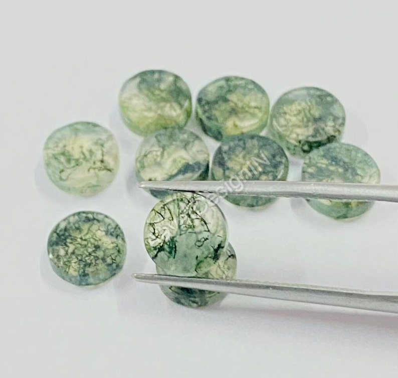 Natural Moss Agate Round Coin Both Side Flat Loose Calibrated Gemstone