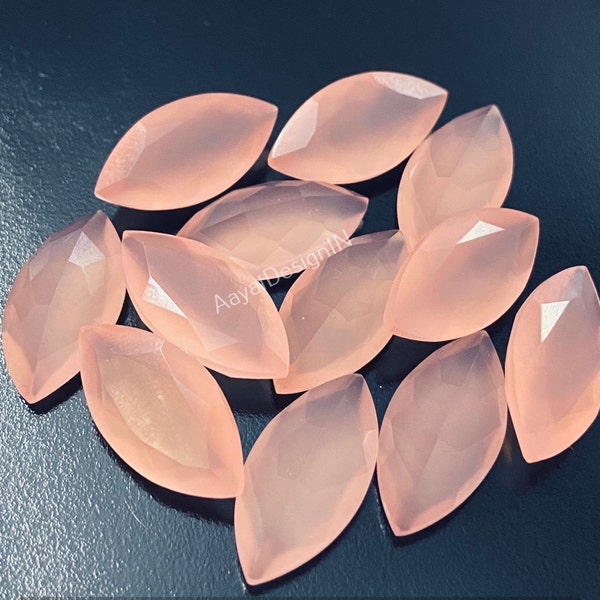 Top Quality Natural Pink Chalcedony Marquise Faceted Cut Loose Calibrated Gemstone  3x6, 4x8, 5x10, 6x12, 7x14, 8x16, 9x18, 10x20 MM