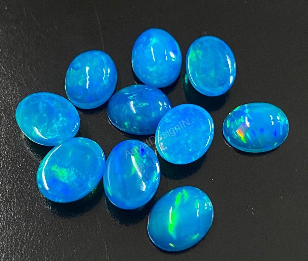 thumbnail image 2 of Natural Paraiba Opal – Oval Cut Cab, 8x6mm, Neon Blue, F-284, Sold Per Stone 2 of 5