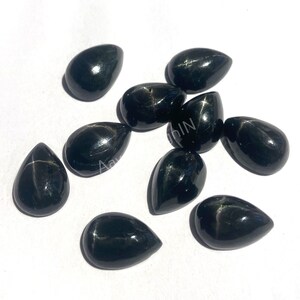 Natürliche schwarze Stern Diopsid Edelstein Birne lose kalibriert Cabochon flache Rückseite für Schmuckherstellung / 6X9, 7X10, 10X14, 12X16, 13X18, 15 x 20 MM