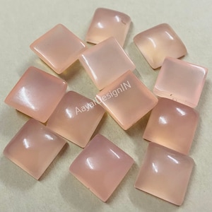 AAA Quality Natural Pink Chalcedony Square Cabochon Loose Calibrated Gemstone 3,4,5,6,7,8,9,10,11,12,13,14,15,16,17,18,19,20MM