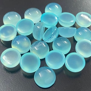 Natural Aqua Chalcedony Round Cabochon Loose Calibrated Gemstone 3,4,5,6,7,8,9,10,11,12,13,14,15,16,17,18,19,20,22,25,30,35,40,MM