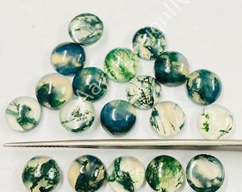Natural  Green Moss Agate Round Cabochon, Jewelry Gemstone Making (3-15mm)