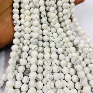 Natural White Howlite Beads 4mm 6mm 8mm 10mm Round 15.&quot; Full Strand Wholesale Gemstones